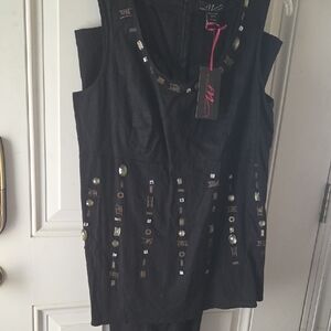 Midnight Velvet Black Embellished Top And Bottom Set.